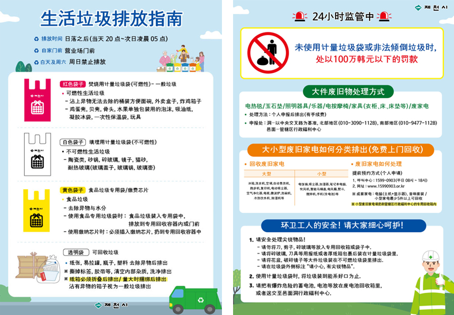 생활쓰레기 배출안내 중국어 포스터입니다.